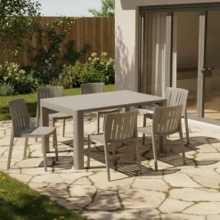 Outdoor Resin Stackable Chairs (Set of 2) - Grey New