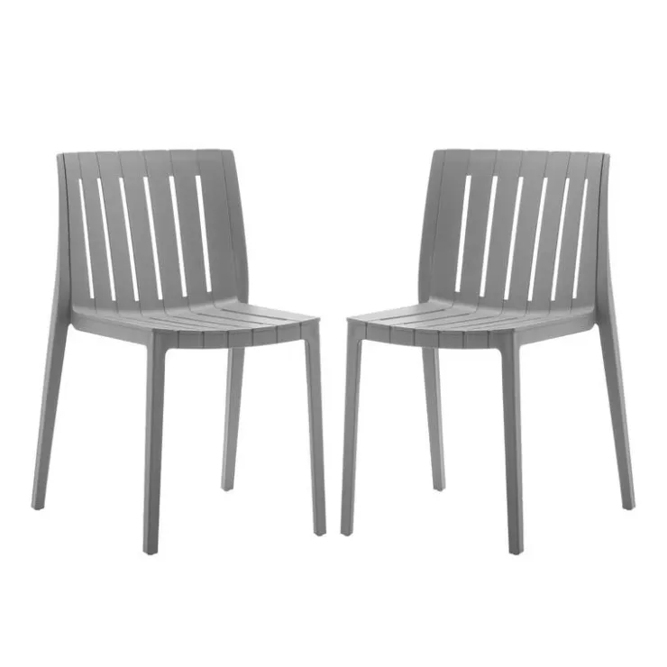 Outdoor Resin Stackable Chairs (Set of 2) - Grey New