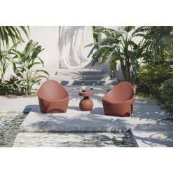 Meubles South Shore Outdoor Rounded-Base Side Table Terracota Sale
