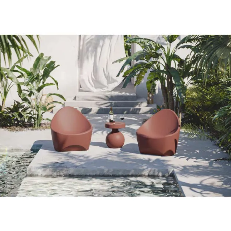Meubles South Shore Outdoor Rounded-Base Side Table Terracota Sale