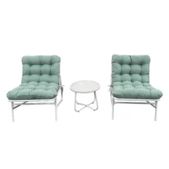 Outdoor Steel Conversation Set with Coffee Table - 3 pcs, Turquoise Beige Sale
