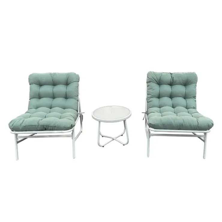 Outdoor Steel Conversation Set with Coffee Table - 3 pcs, Turquoise Beige Sale