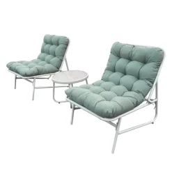 Outdoor Steel Conversation Set with Coffee Table - 3 pcs, Turquoise Beige Sale
