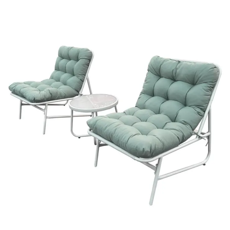 Outdoor Steel Conversation Set with Coffee Table - 3 pcs, Turquoise Beige Sale