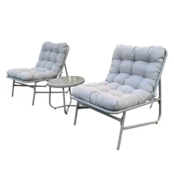 Outdoor Steel Conversation Set with Coffee Table - 3 pcs, Grey Sale