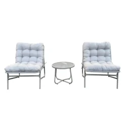 Outdoor Steel Conversation Set with Coffee Table - 3 pcs, Grey Sale
