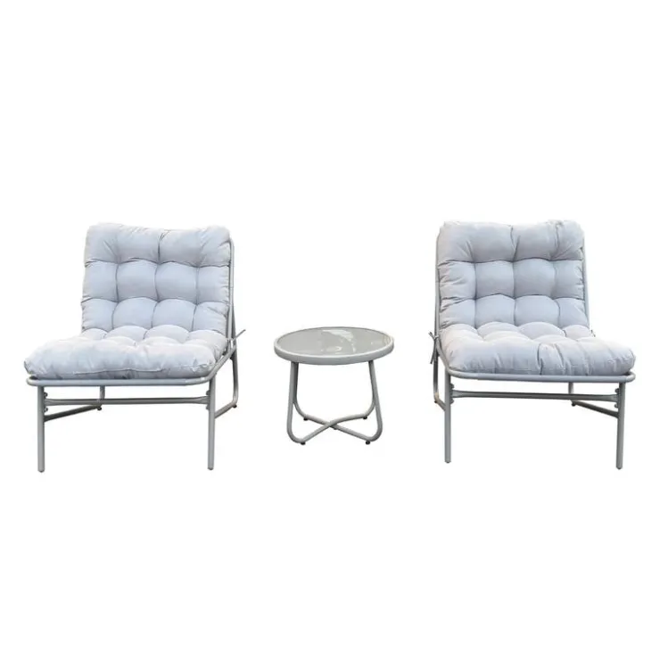 Outdoor Steel Conversation Set with Coffee Table - 3 pcs, Grey Sale