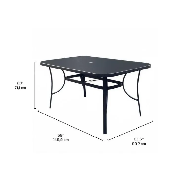 Outdoor Steel Rectangular Dining Table Black Online