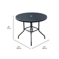 Outdoor Steel Round Dining Table Black Discount
