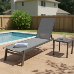 Outdoor Textilene Lounge Chair - Grey Online