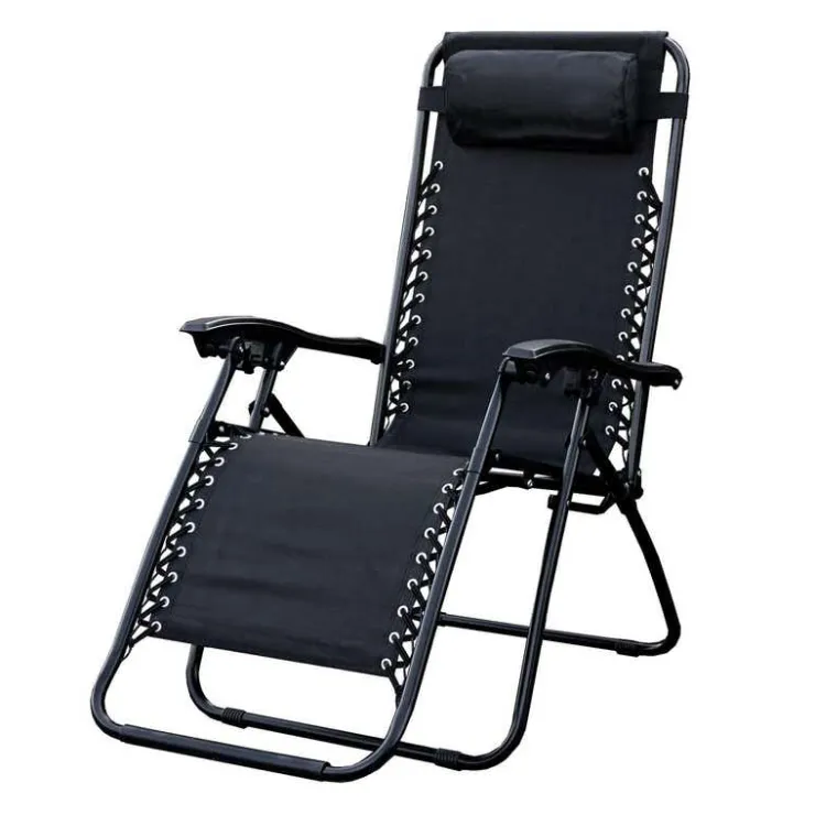 Outdoor Textilene Zero Gravity Folding Chair – Black Black frame/ Black fabric Hot