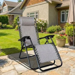 Outdoor Textilene Zero Gravity Folding Chair - Grey Sale