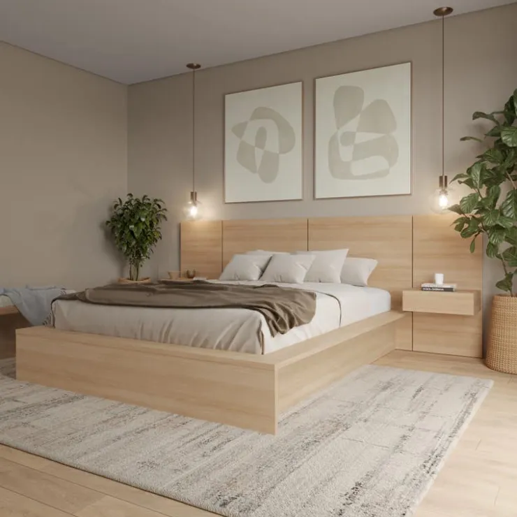 Nexera 4-Piece King Bed Set (78") - Natural Blonde Oak Clearance