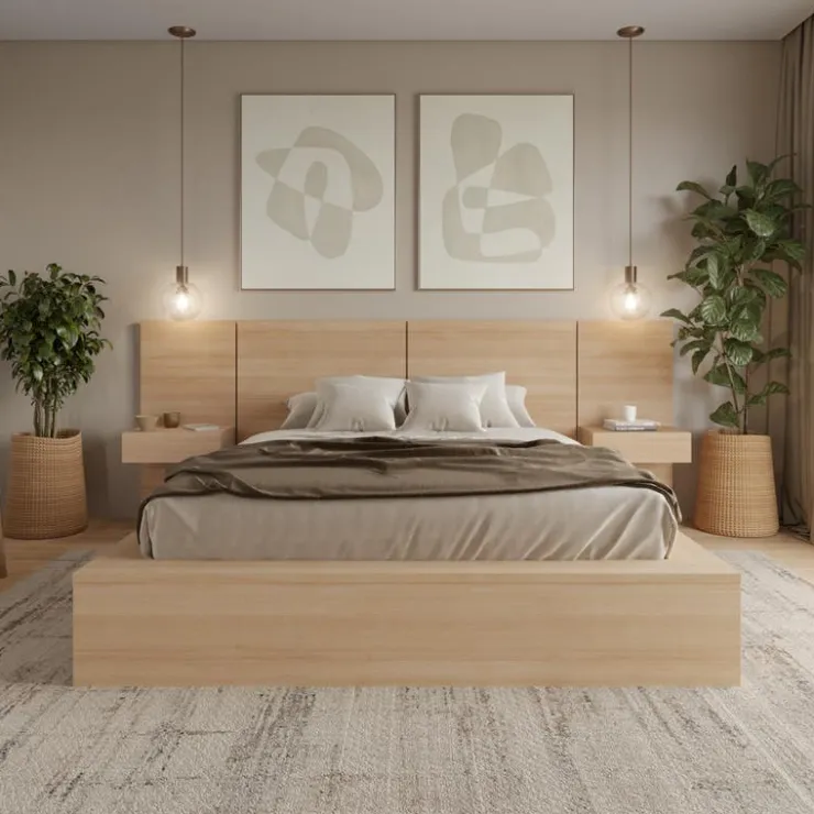 Nexera 4-Piece King Bed Set (78") - Natural Blonde Oak Clearance