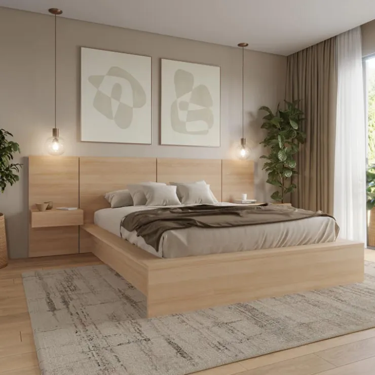 Nexera 4-Piece King Bed Set (78") - Natural Blonde Oak Clearance