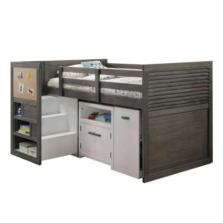 5-Piece Twin Loft Bed with Storage and Desk (39") Grey Best