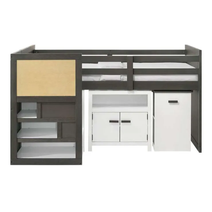 5-Piece Twin Loft Bed with Storage and Desk (39") Grey Best