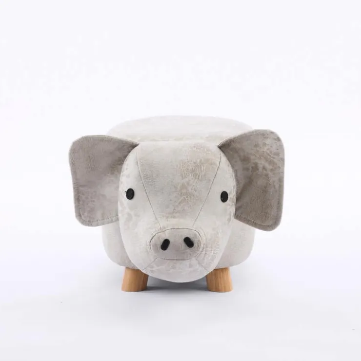 Piglet-Shaped Kids Pouf – 13.4" x 23.22" x 14.2" Beige Clearance