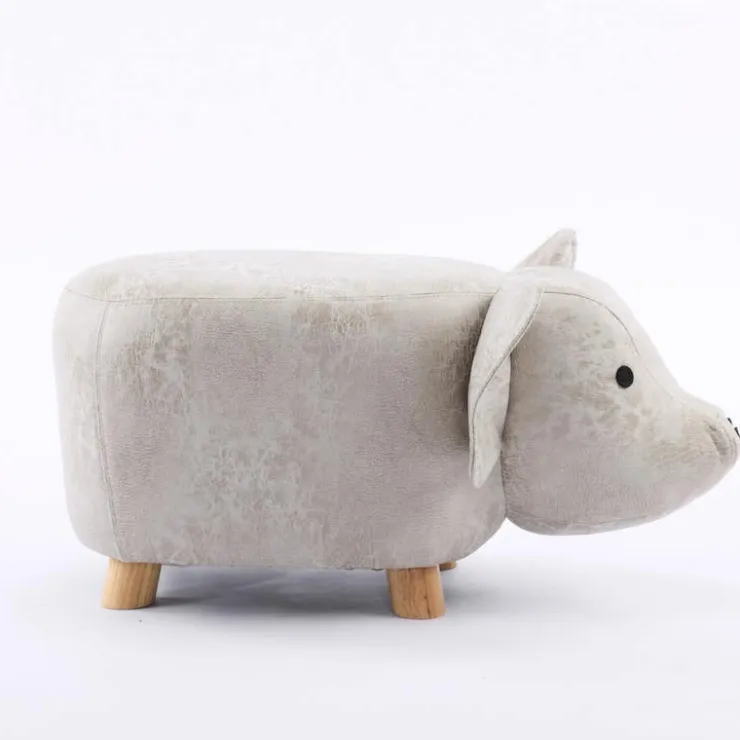 Piglet-Shaped Kids Pouf – 13.4" x 23.22" x 14.2" Beige Clearance