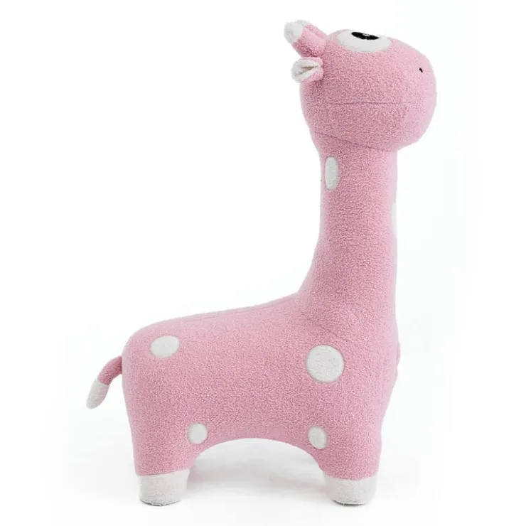 Giraffe-Shaped Kids Pouf – 29.5" x 11.4" x 40.2" Pink Clearance