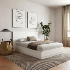 Nexera Platform Bed Set - White wood grain Hot