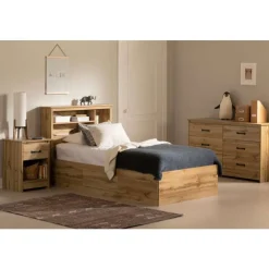 Meubles South Shore Platform Bed with Storage and Bookcase Headboard (54") - South Shore Brown Best