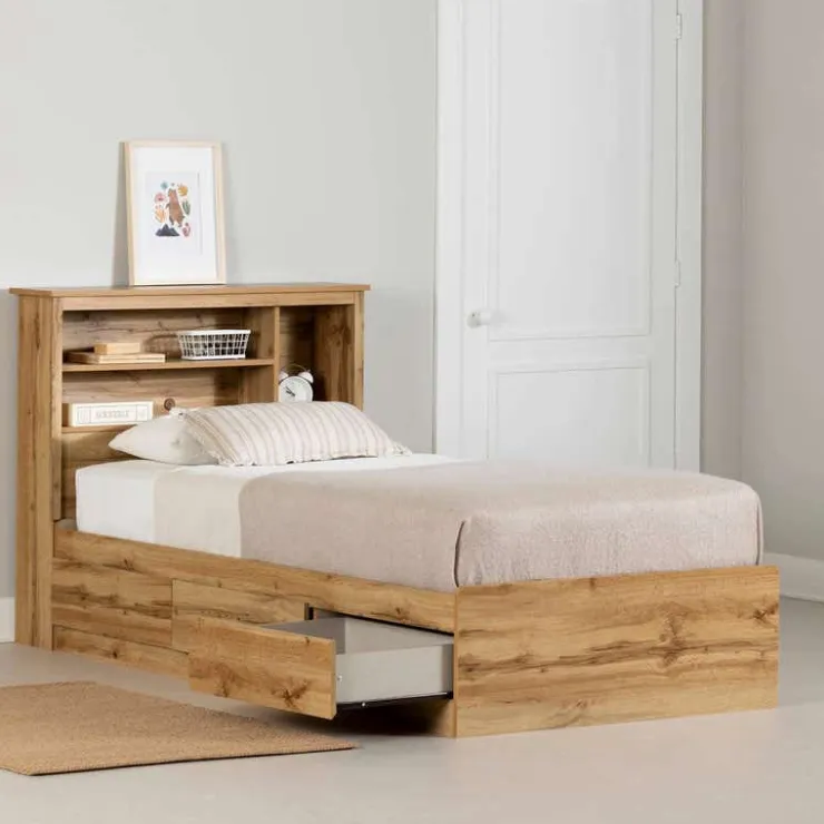 Meubles South Shore Platform Bed with Storage and Bookcase Headboard (54") - South Shore Brown Best