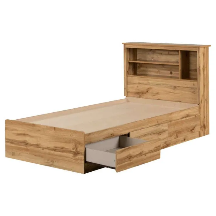 Meubles South Shore Platform Bed with Storage and Bookcase Headboard (54") - South Shore Brown Best
