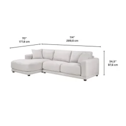Sofa By Fancy Plushy Sectional with Left-Side Chaise GREIGE Outlet