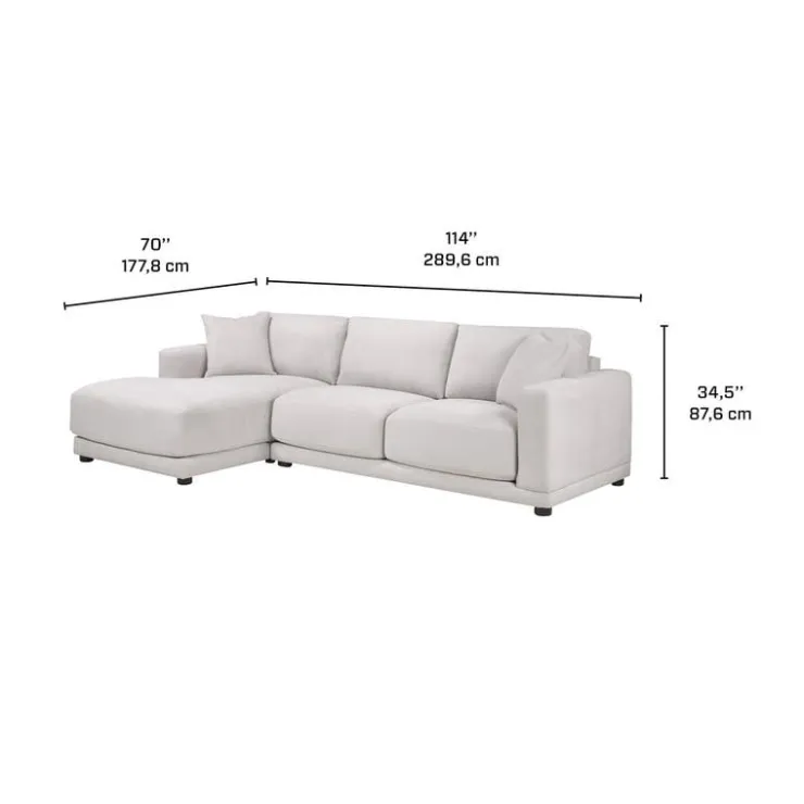 Sofa By Fancy Plushy Sectional with Left-Side Chaise GREIGE Outlet