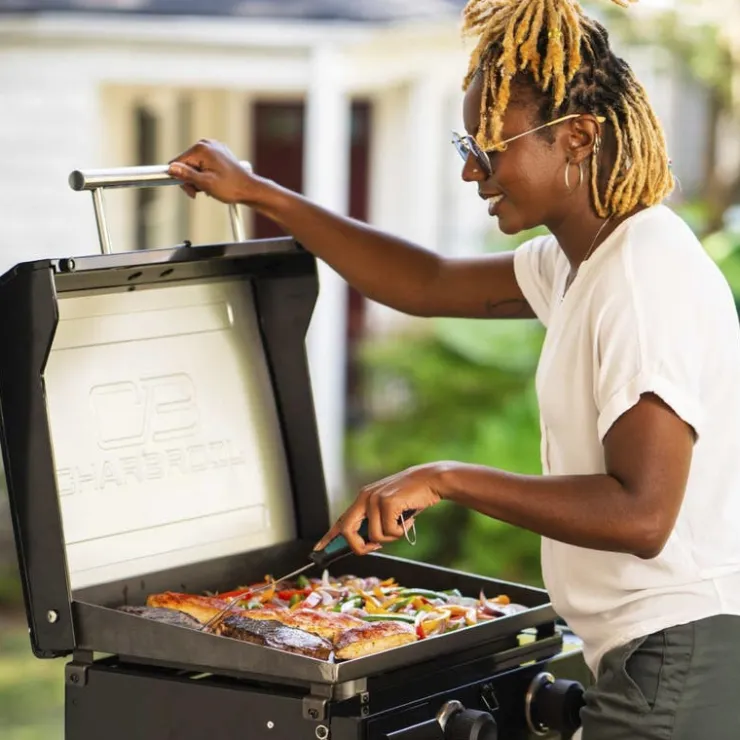 CHARBROIL Portable Propane Gas Griddle with 2 Burners - 24 000 BTU Black Hot