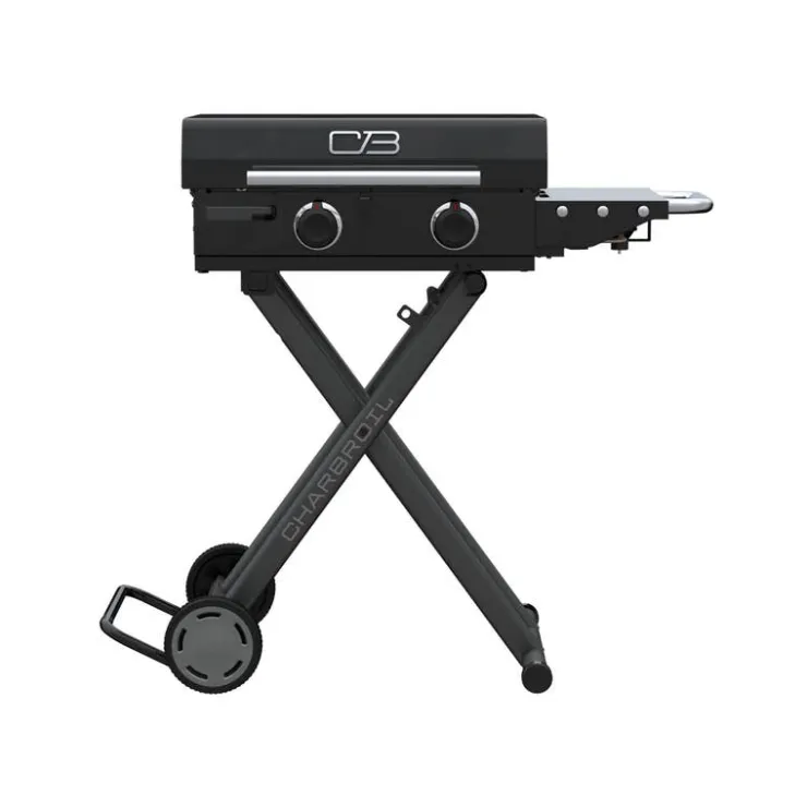 CHARBROIL Portable Propane Gas Griddle with 2 Burners - 24 000 BTU Black Hot