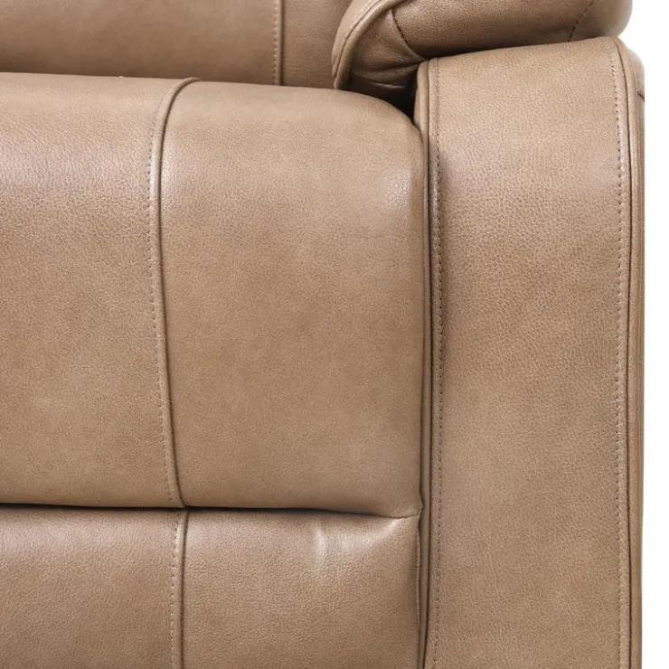 Power Leather Recliner with Adjustable Headrest - Taupe Mole Hot