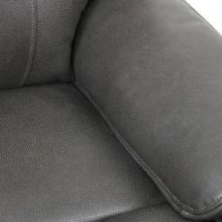 Power Leather Reclining Loveseat with Adjustable Headrests - Grey Charocal grey Clearance