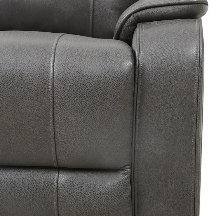 Power Leather Reclining Loveseat with Adjustable Headrests - Grey Charocal grey Clearance