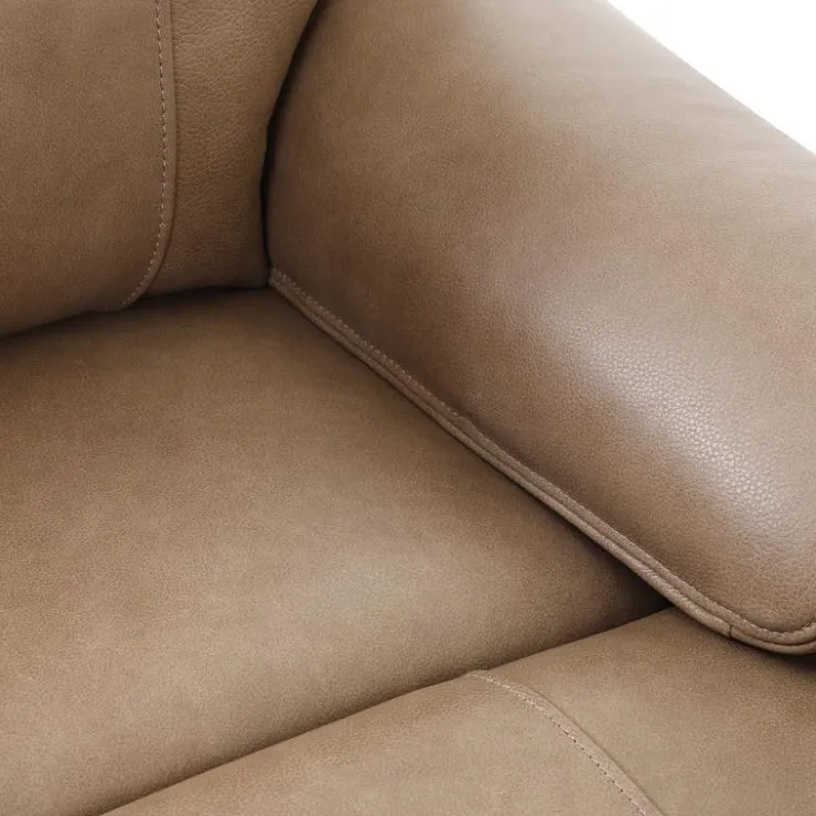 Power Leather Reclining Loveseat with Adjustable Headrests - Taupe Mole Best