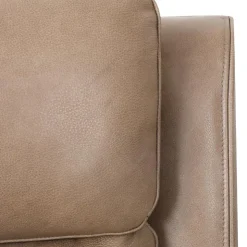 Power Leather Reclining Loveseat with Adjustable Headrests - Taupe Mole Best