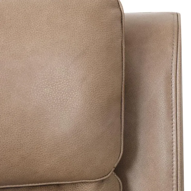 Power Leather Reclining Loveseat with Adjustable Headrests - Taupe Mole Best