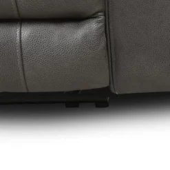 Power Leather Reclining Sofa with Adjustable Headrests - Grey Charocal grey Clearance