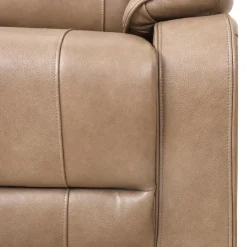 Power Leather Reclining Sofa with Adjustable Headrests - Taupe Mole Discount