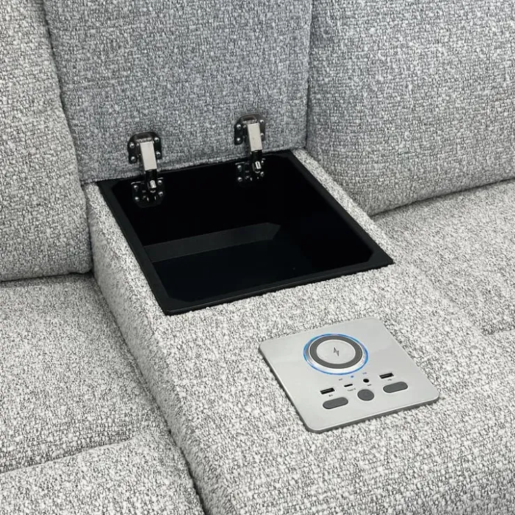 Power Modular Loveseat and Console with Built-In Audio System - 3 pcs Grey Outlet