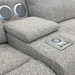 Power Modular Loveseat and Console with Built-In Audio System - 3 pcs Grey Outlet
