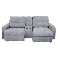 Power Modular Loveseat with Left-Side slider, Right-Side Chaise with Storage, and Console - 3 pcs Grey Best