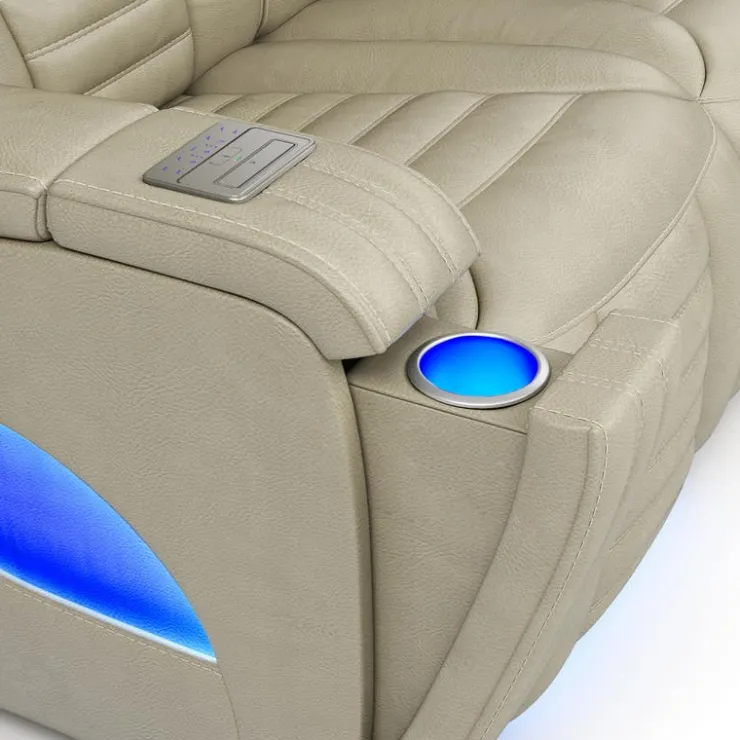 Power Modular Recliner with Massage, Heat, and Retractable Cup Holders Beige Best