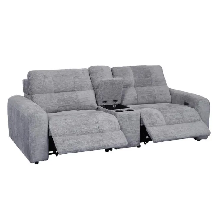 Power Modular Reclining Loveseat and Console - 3 pcs Grey Hot