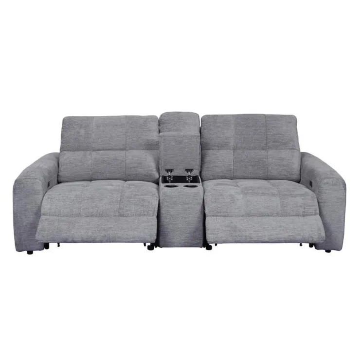 Power Modular Reclining Loveseat and Console - 3 pcs Grey Hot