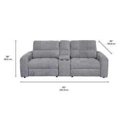 Power Modular Reclining Loveseat and Console - 3 pcs Grey Hot