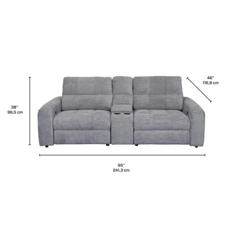 Power Modular Reclining Loveseat and Console - 3 pcs Grey Hot