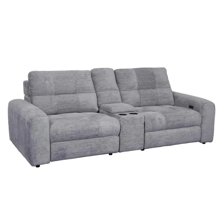 Power Modular Reclining Loveseat and Console - 3 pcs Grey Hot