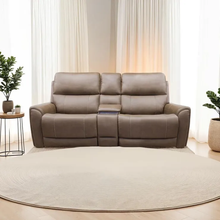 Power Modular Reclining Loveseat with Console - 3 pcs Cappuccino Sale